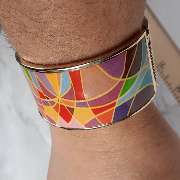 Multi-color Wide Hinge Cuff Bracelet - Picture 5 of 6